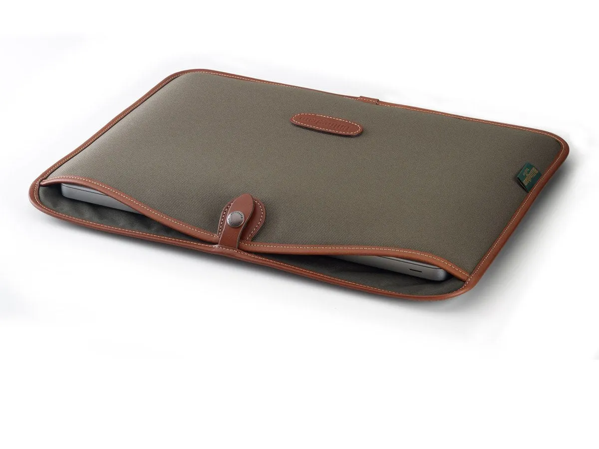 15 inch Laptop Slip - Sage FibreNyte / Tan Leather