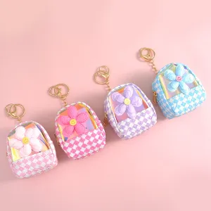 2-in-1 Flower Theme Coin Pouch Keychain.