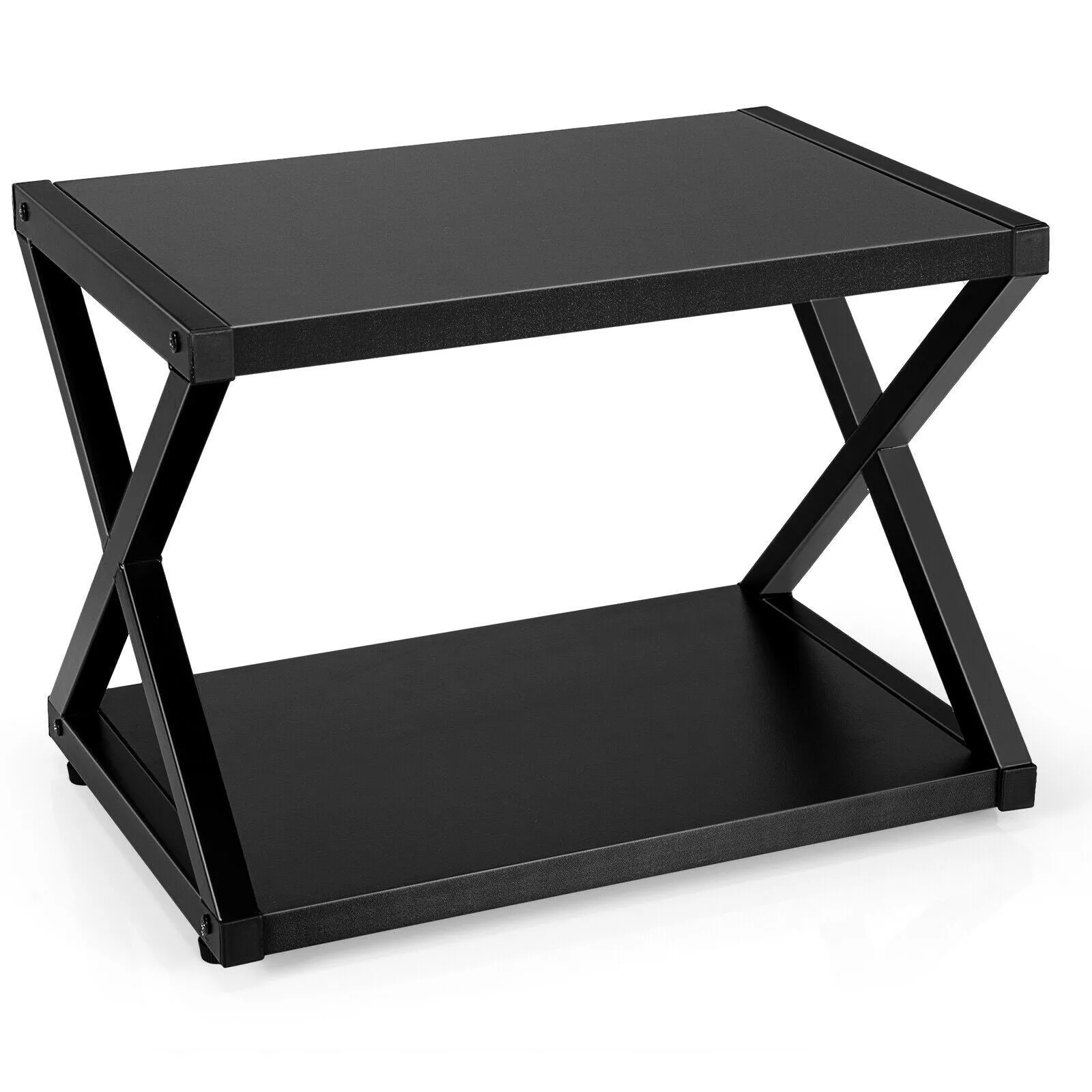 2 Tier Desktop Printer Stand with Anti-Skid Pads - Black