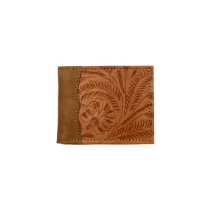 American West Mens Waxed Natural Tan Leather Bifold Wallet