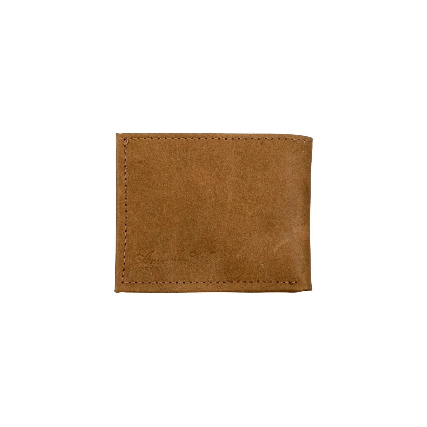 American West Mens Waxed Natural Tan Leather Bifold Wallet