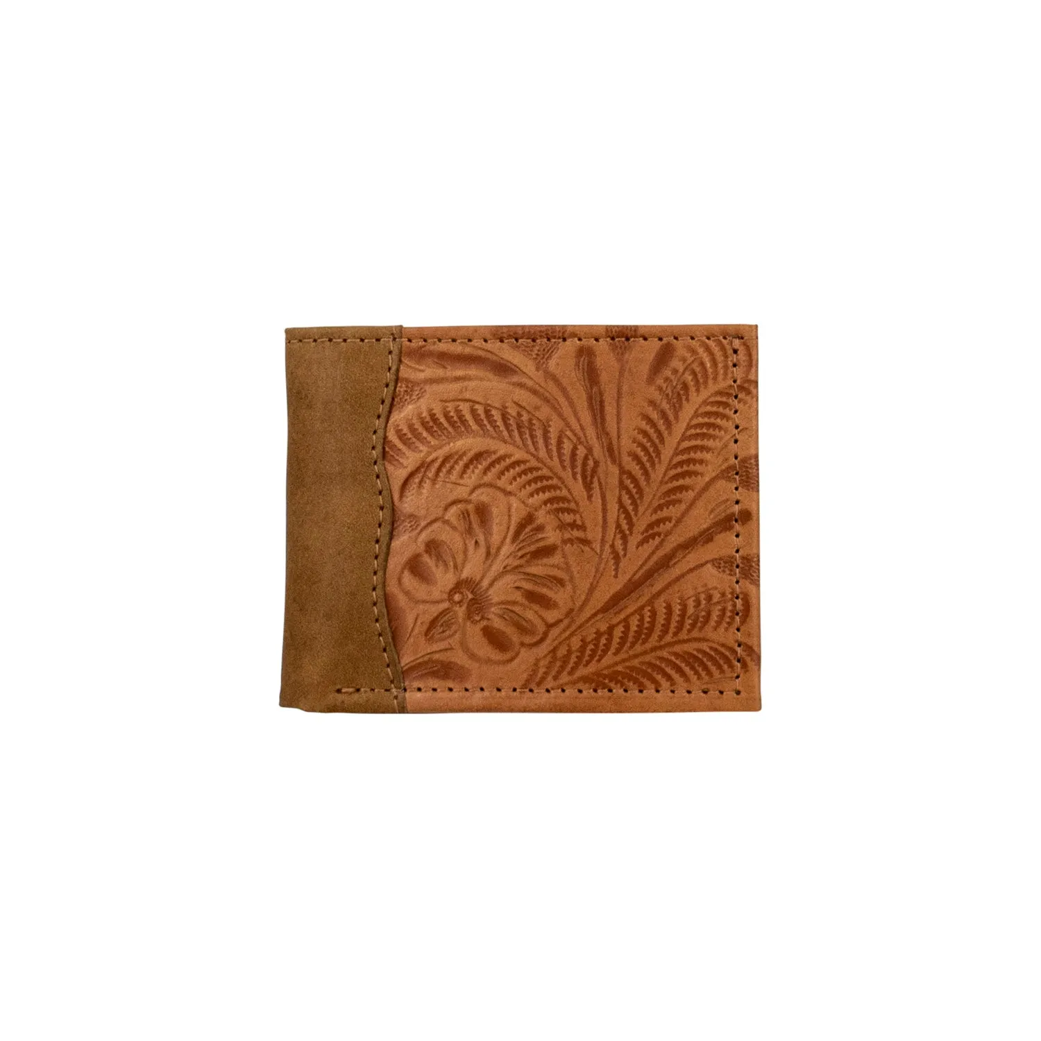 American West Mens Waxed Natural Tan Leather Bifold Wallet