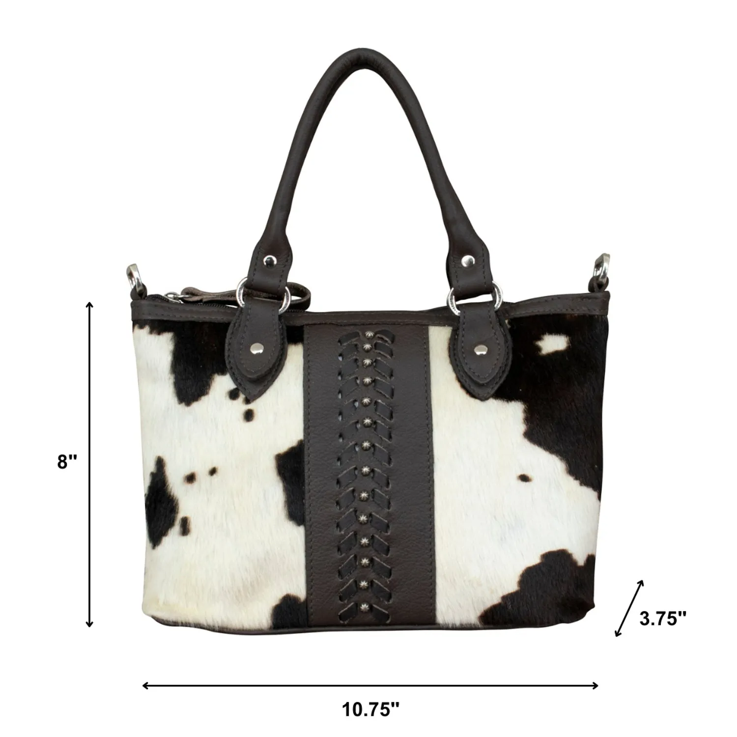 American West Womens Cow Town CC Pony Hair-On Leather Handbag Bag