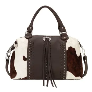 American West Womens Cow Town CC Pony Hair-On Leather Handbag Bag