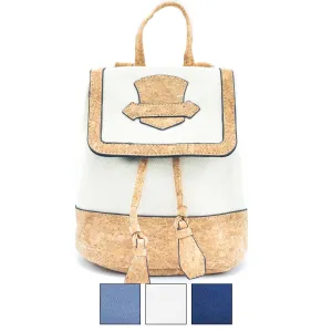 Azure Chic Cork and Cotton Backpack- BAG-2078