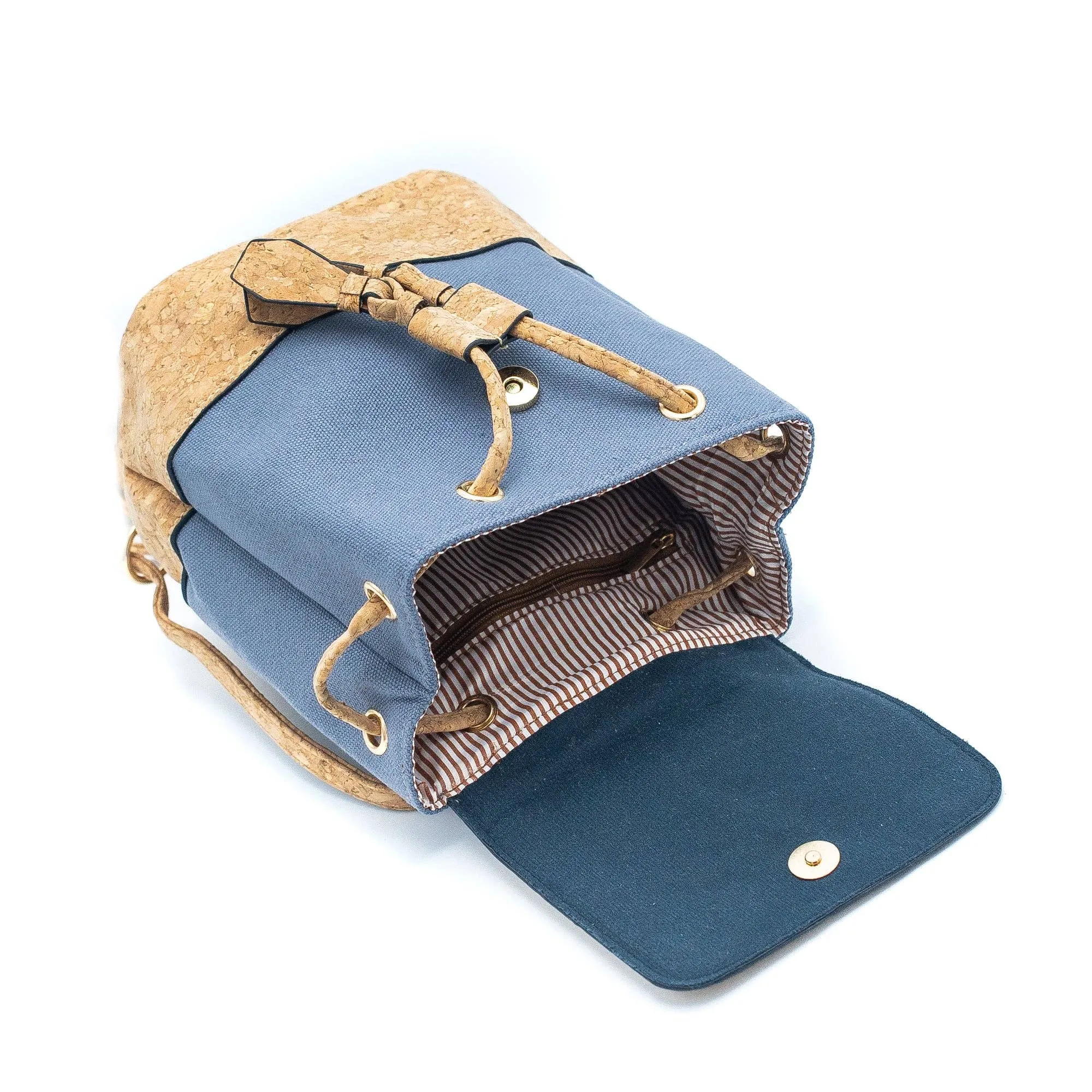 Azure Chic Cork and Cotton Backpack- BAG-2078