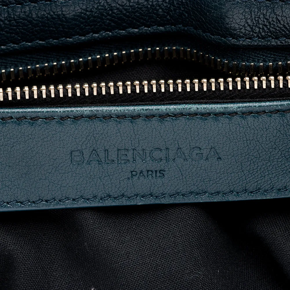 Stylish Balenciaga Agneau City Satchel with Elegant Metallic Edges