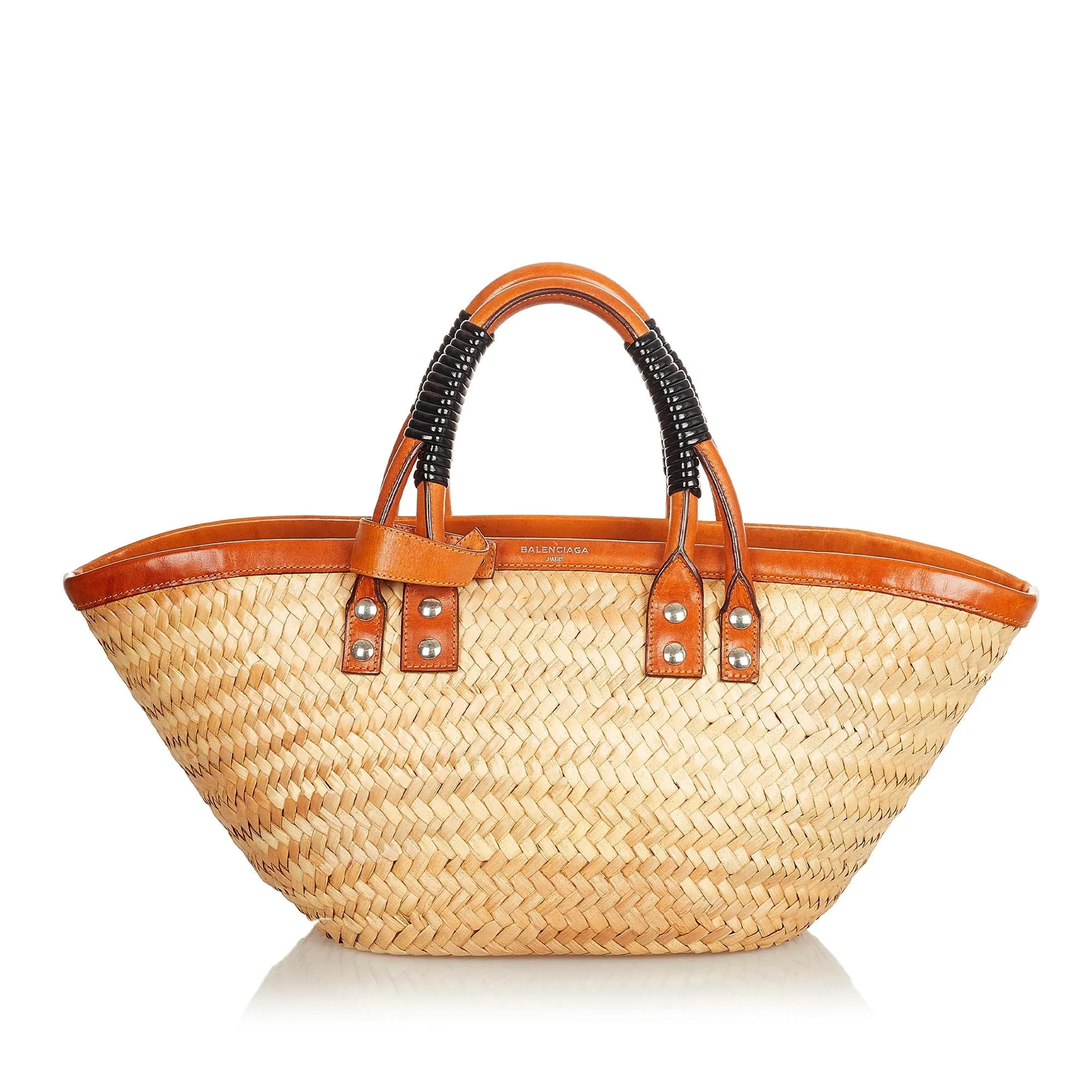 Balenciaga Bistrot Panier Woven Straw Tote Bag