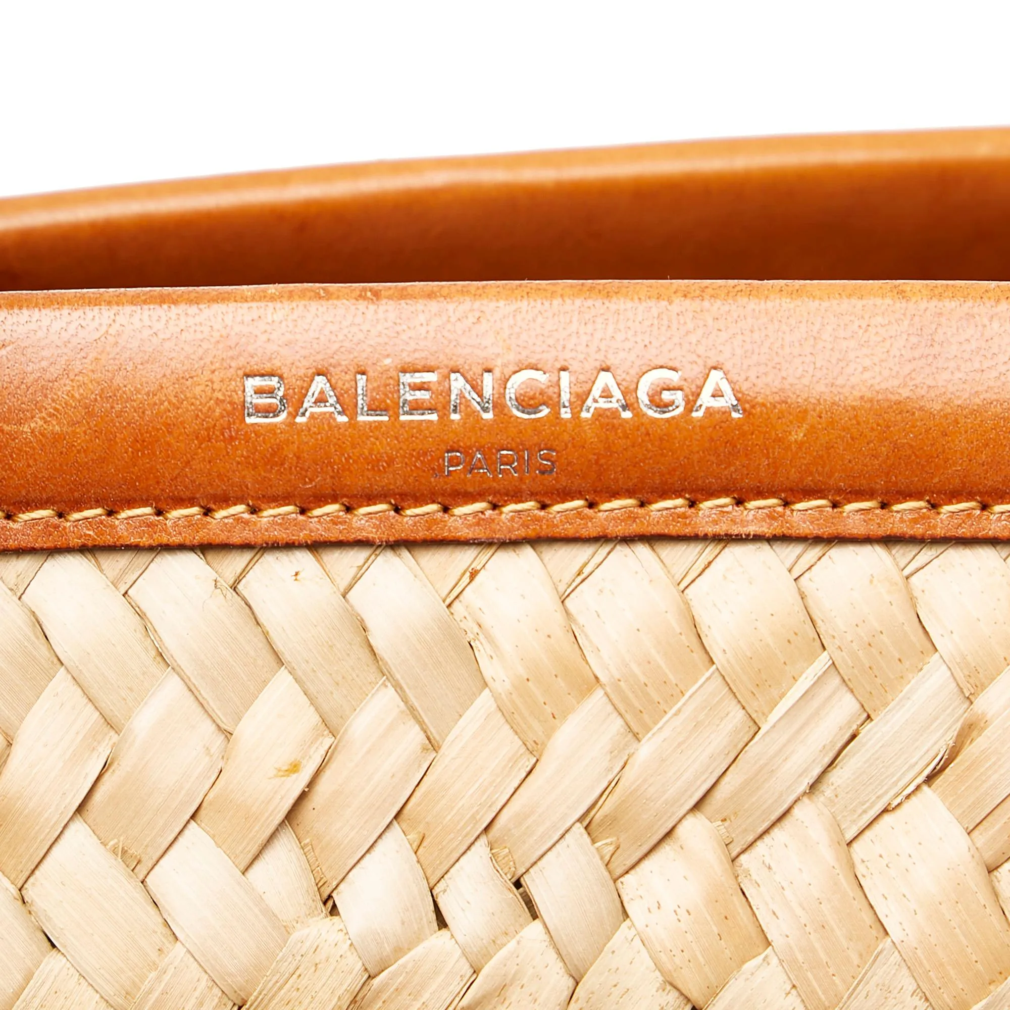 Balenciaga Bistrot Panier Woven Straw Tote Bag