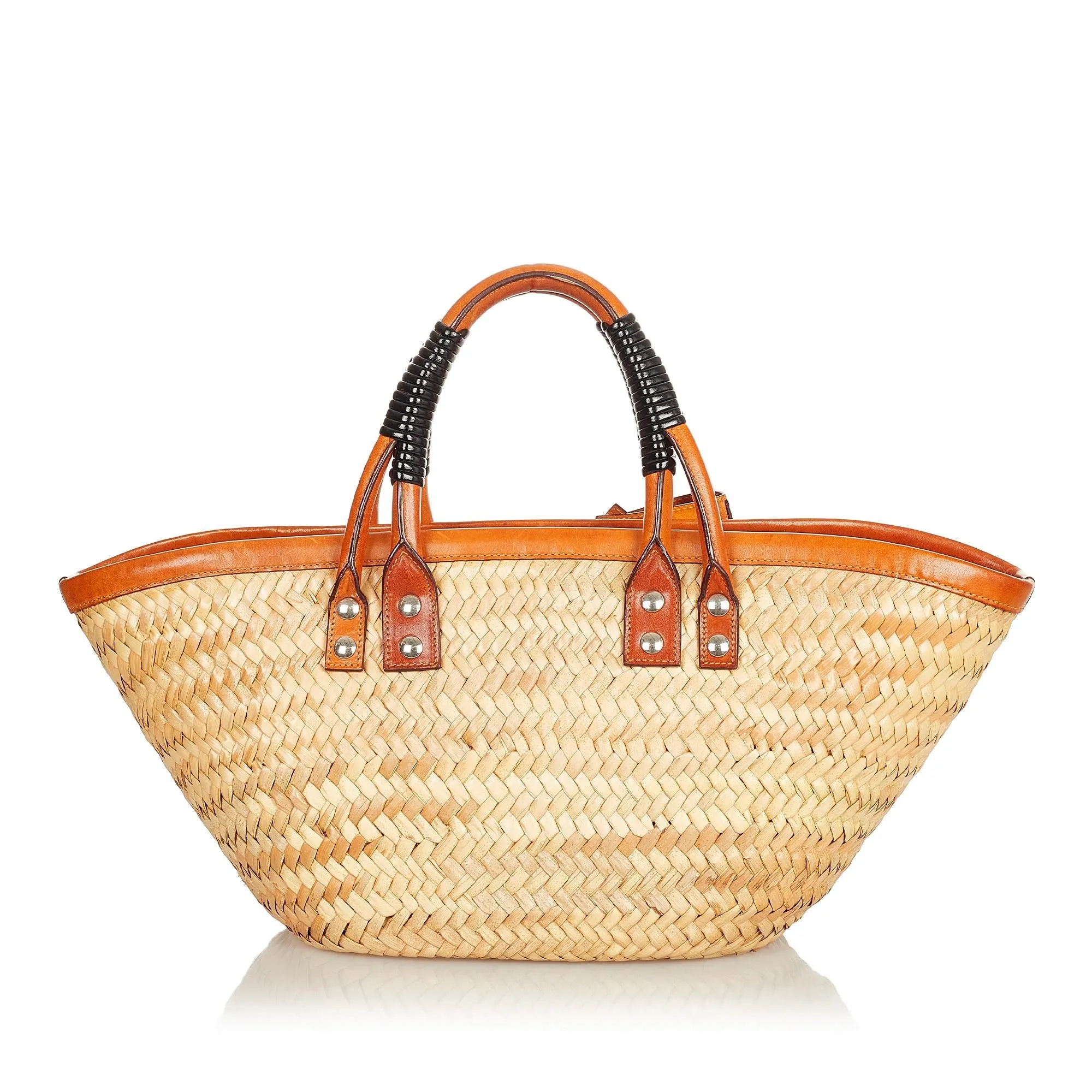 Balenciaga Bistrot Panier Woven Straw Tote Bag