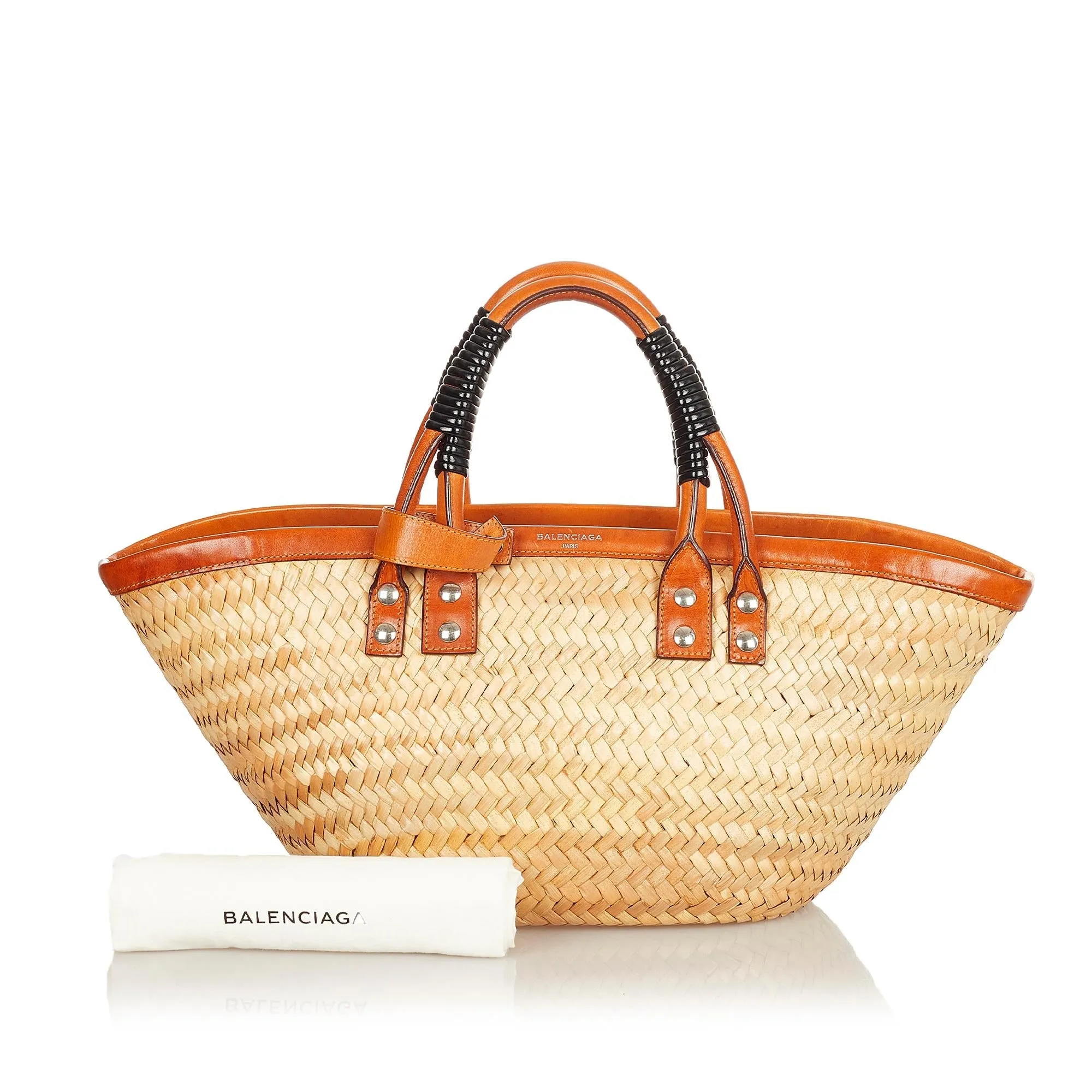 Balenciaga Bistrot Panier Woven Straw Tote Bag