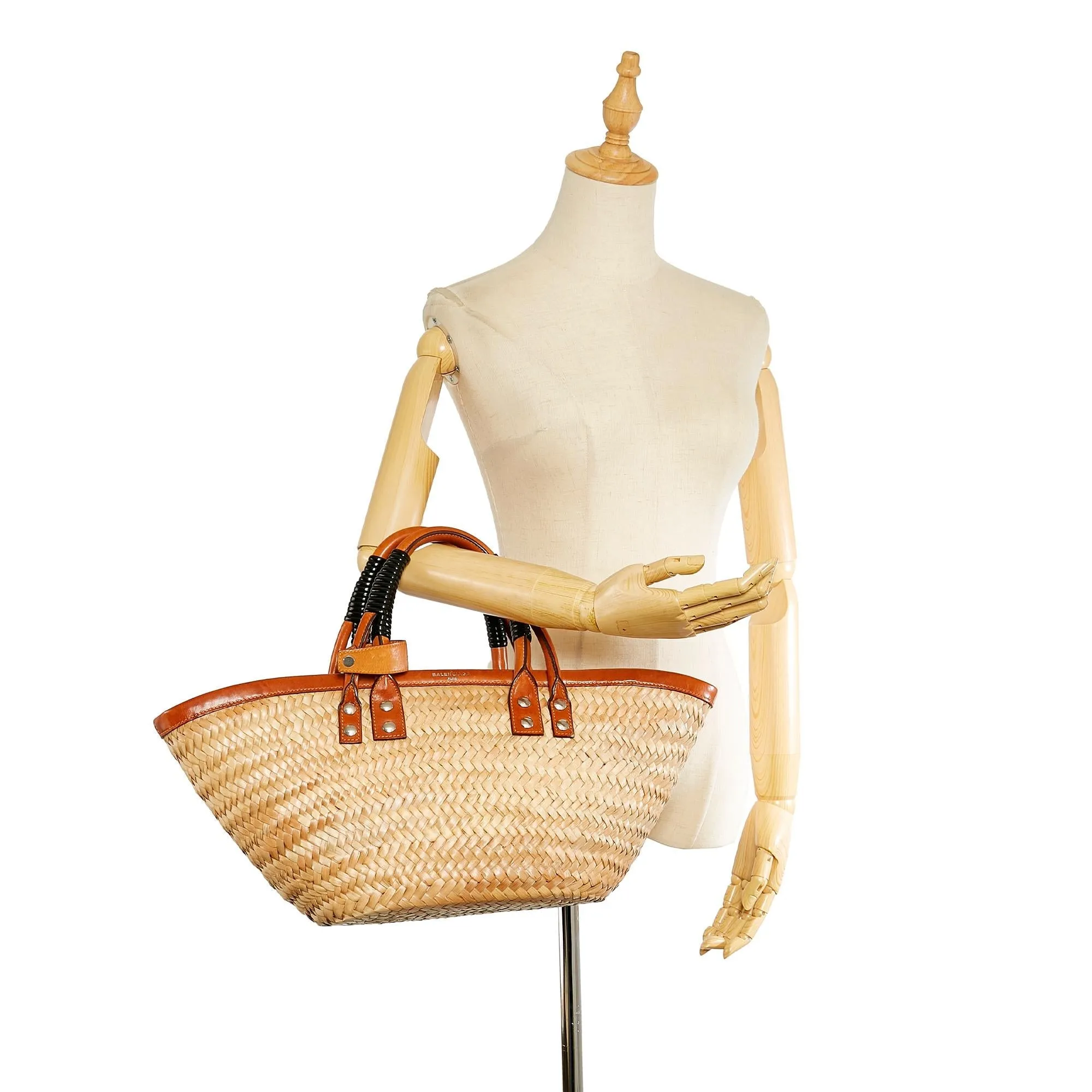 Balenciaga Bistrot Panier Woven Straw Tote Bag