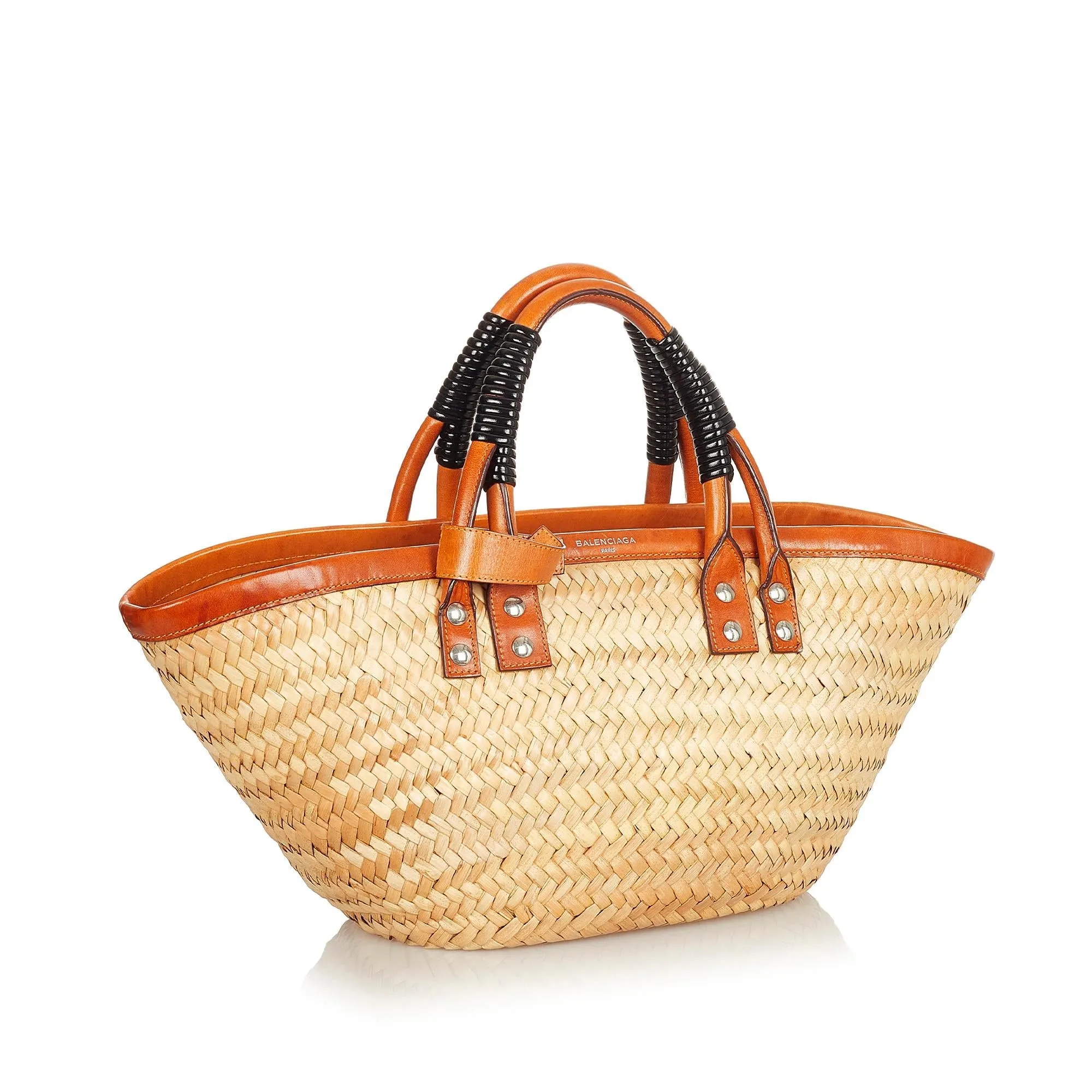 Balenciaga Bistrot Panier Woven Straw Tote Bag