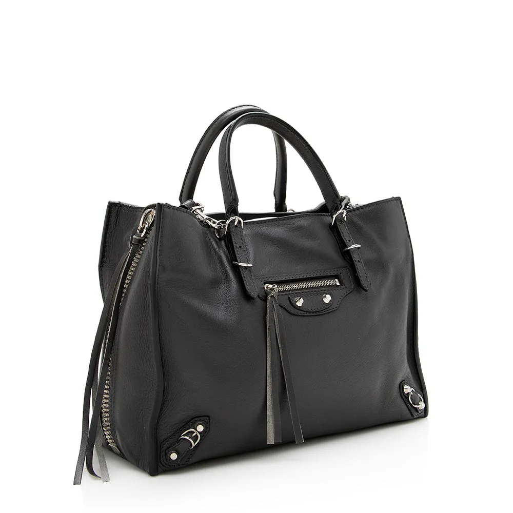 Luxurious Grained Calfskin Balenciaga Papier A6 Zip Around Tote Bag