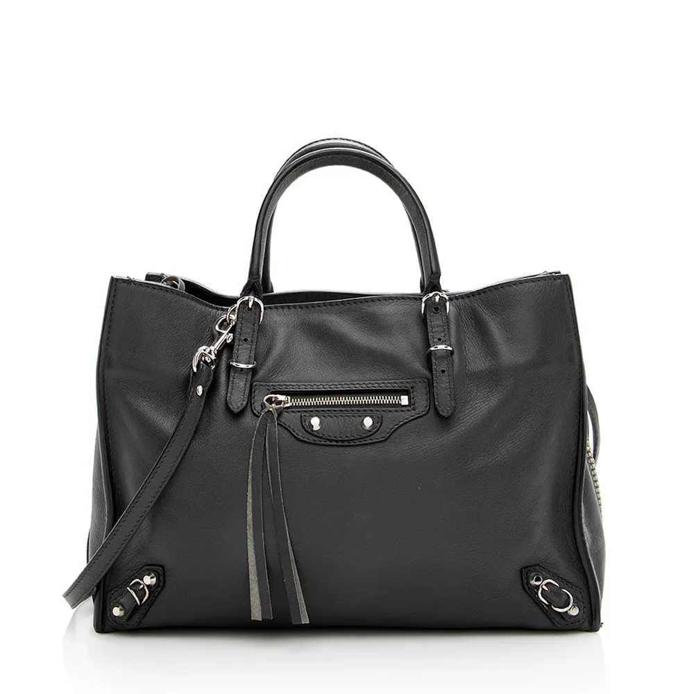 Luxurious Grained Calfskin Balenciaga Papier A6 Zip Around Tote Bag