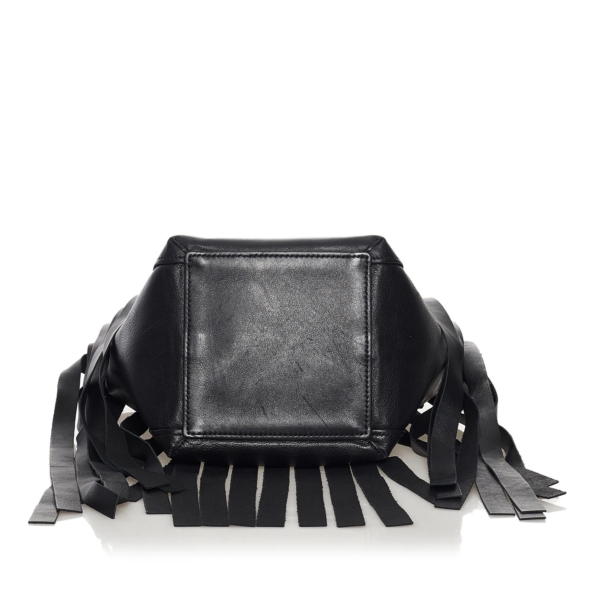 Stylish Balenciaga Fringed Leather Laundry Tote Bag