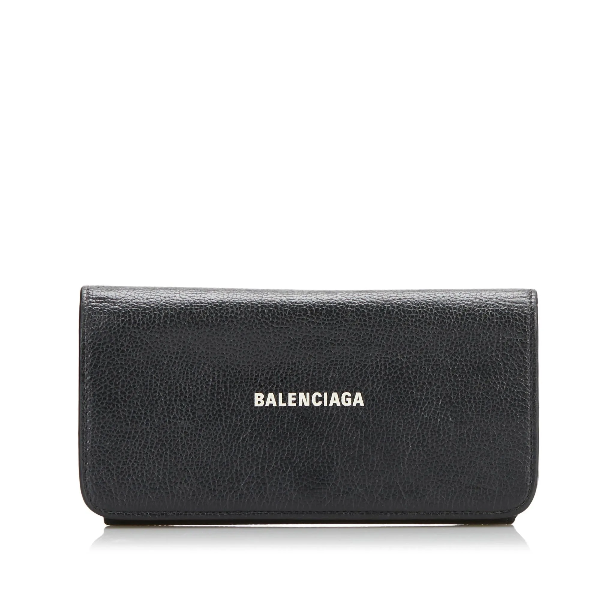 Balenciaga Logo Print Leather Long Wallet