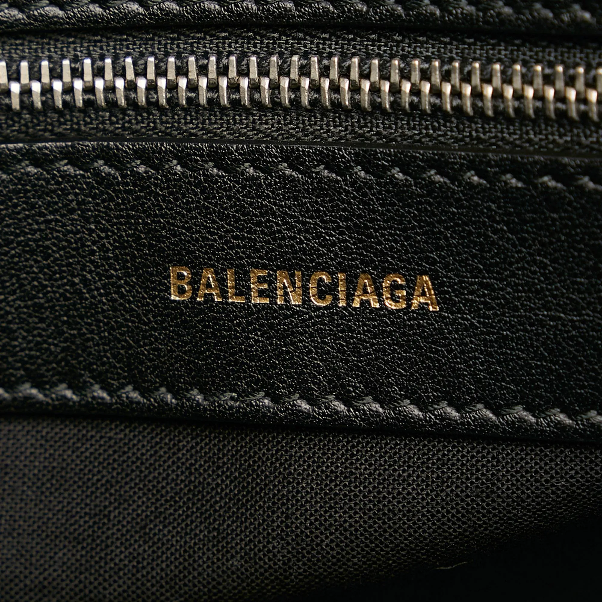 Balenciaga Logo Ville M Top Handle Leather Satchel