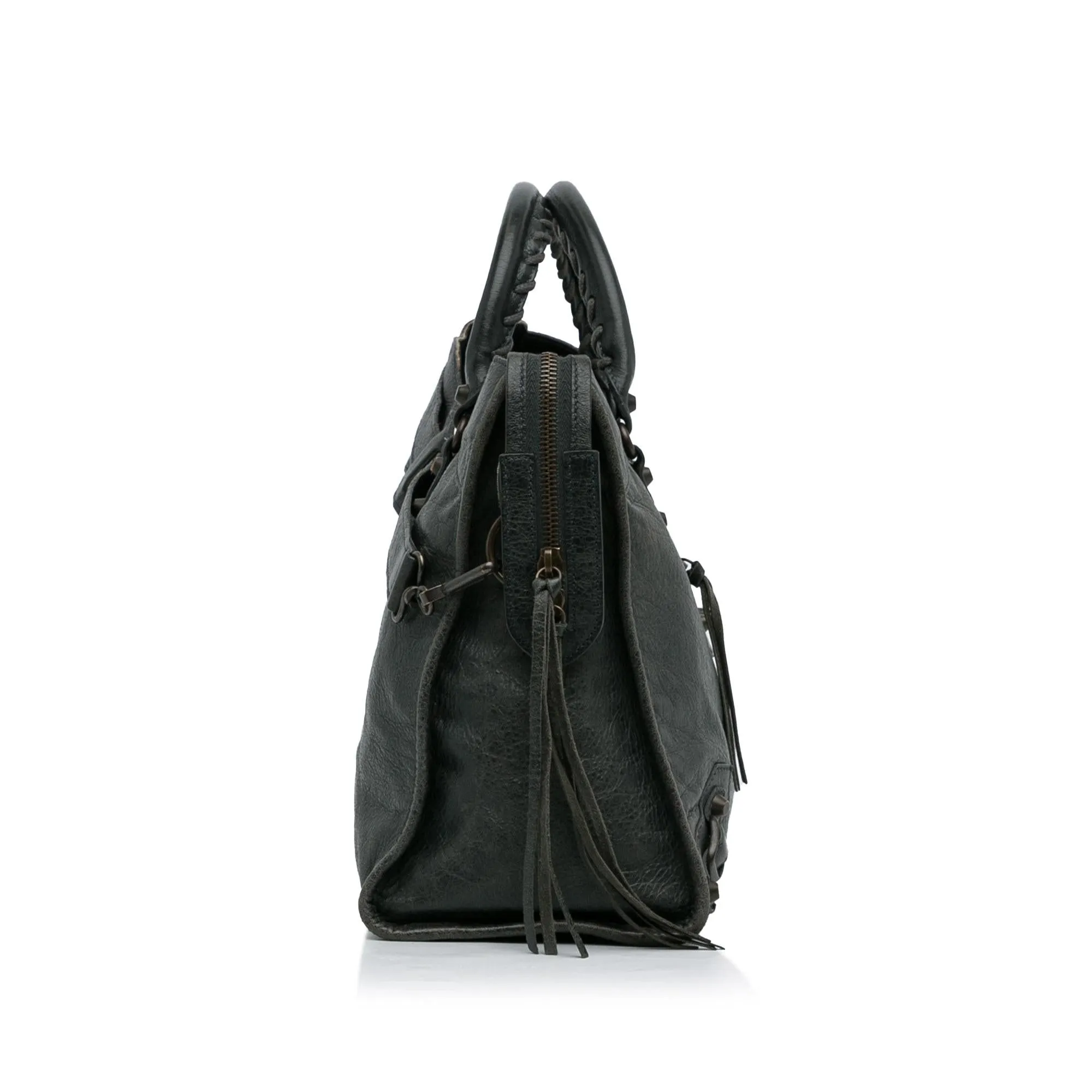 Classic Balenciaga Motocross City Handbag in Premium Leather