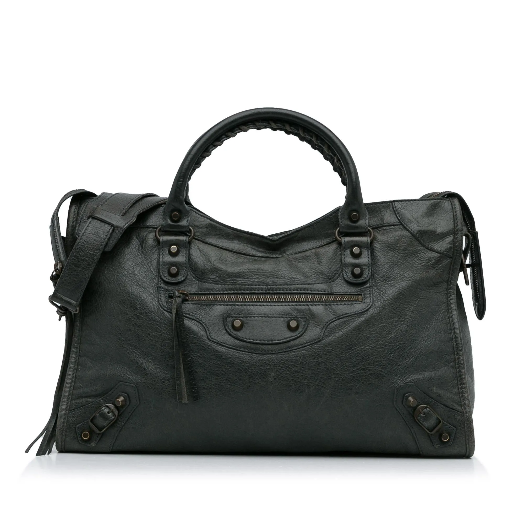 Classic Balenciaga Motocross City Handbag in Premium Leather