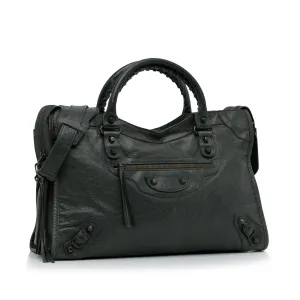 Classic Balenciaga Motocross City Handbag in Premium Leather