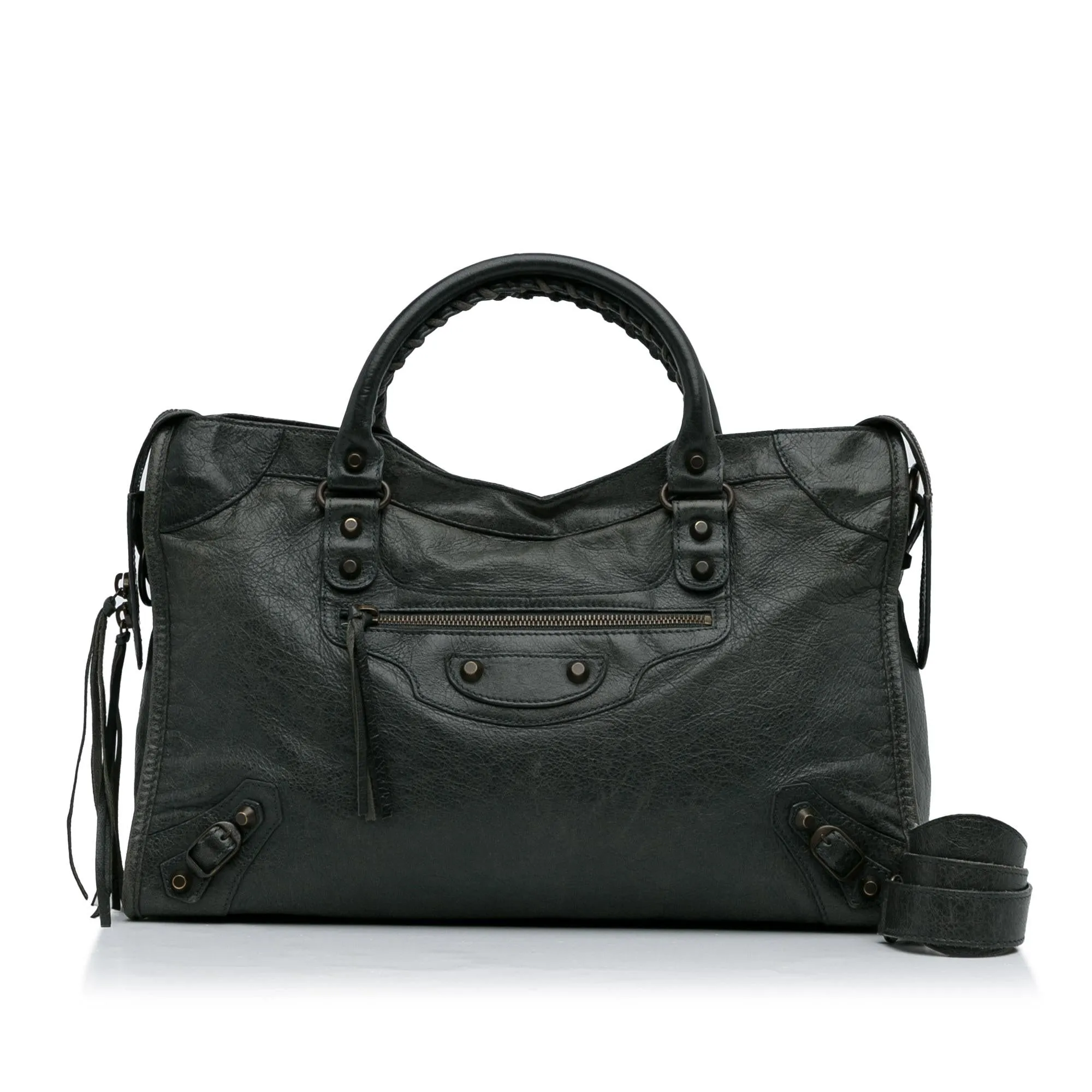 Classic Balenciaga Motocross City Handbag in Premium Leather