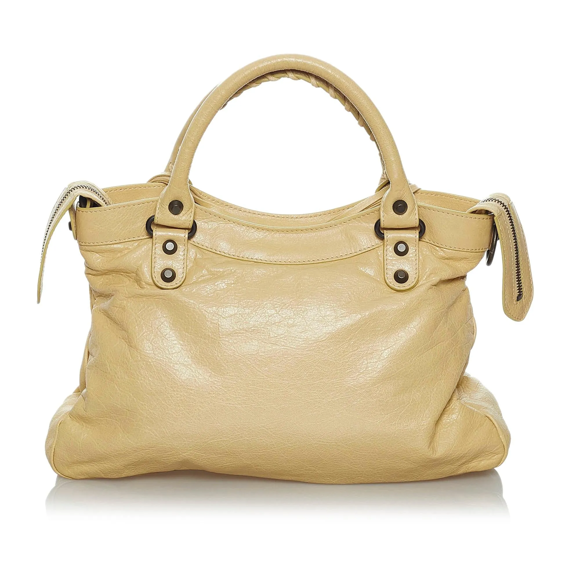 Luxury Balenciaga Motocross Town Satchel in Classic Lambskin Leather