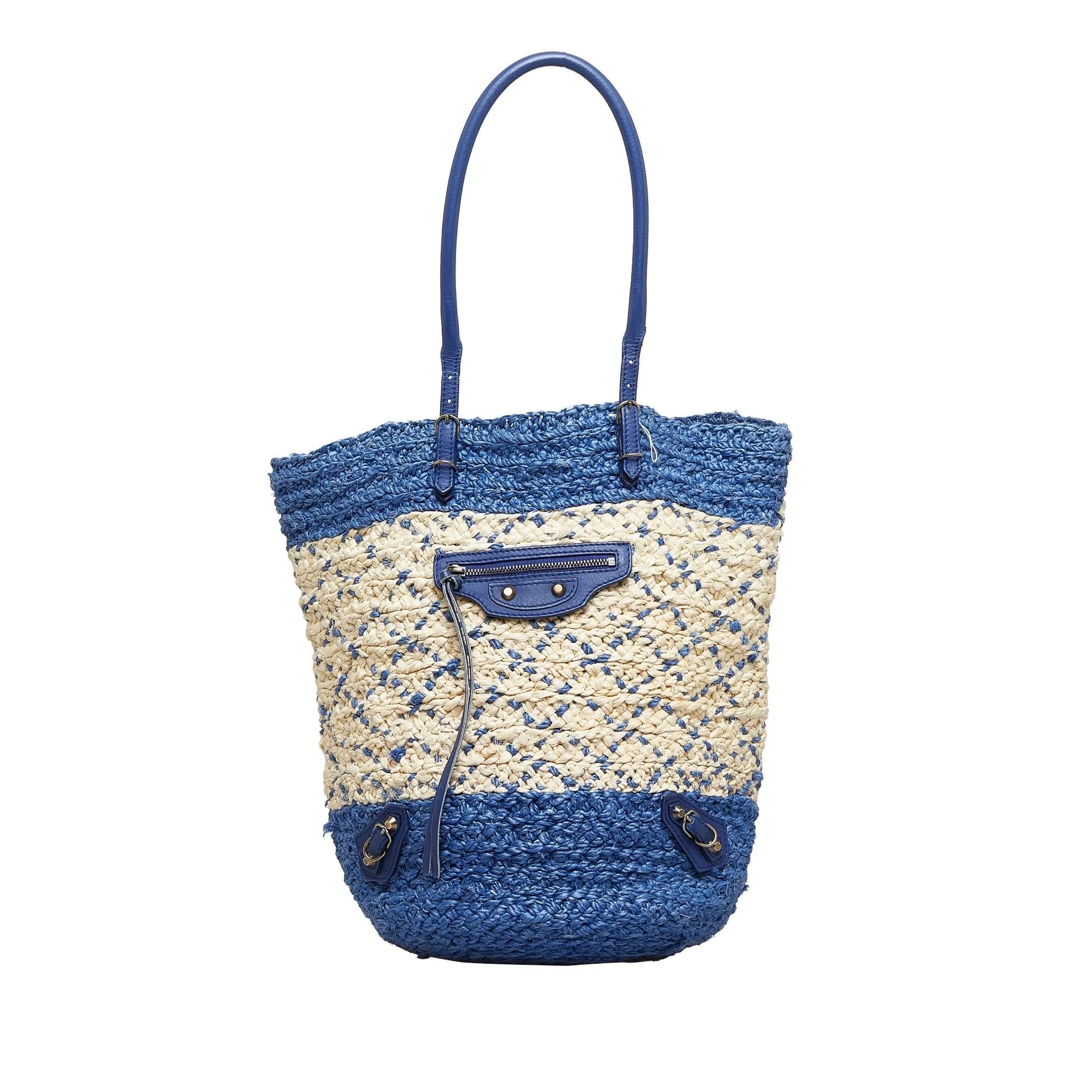 Balenciaga Motocross Panier Raffia Tote