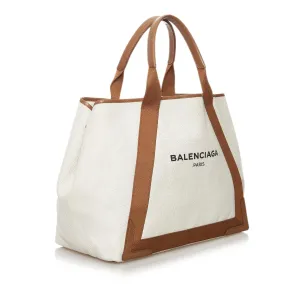 Balenciaga Navy Cabas Canvas Tote Bag