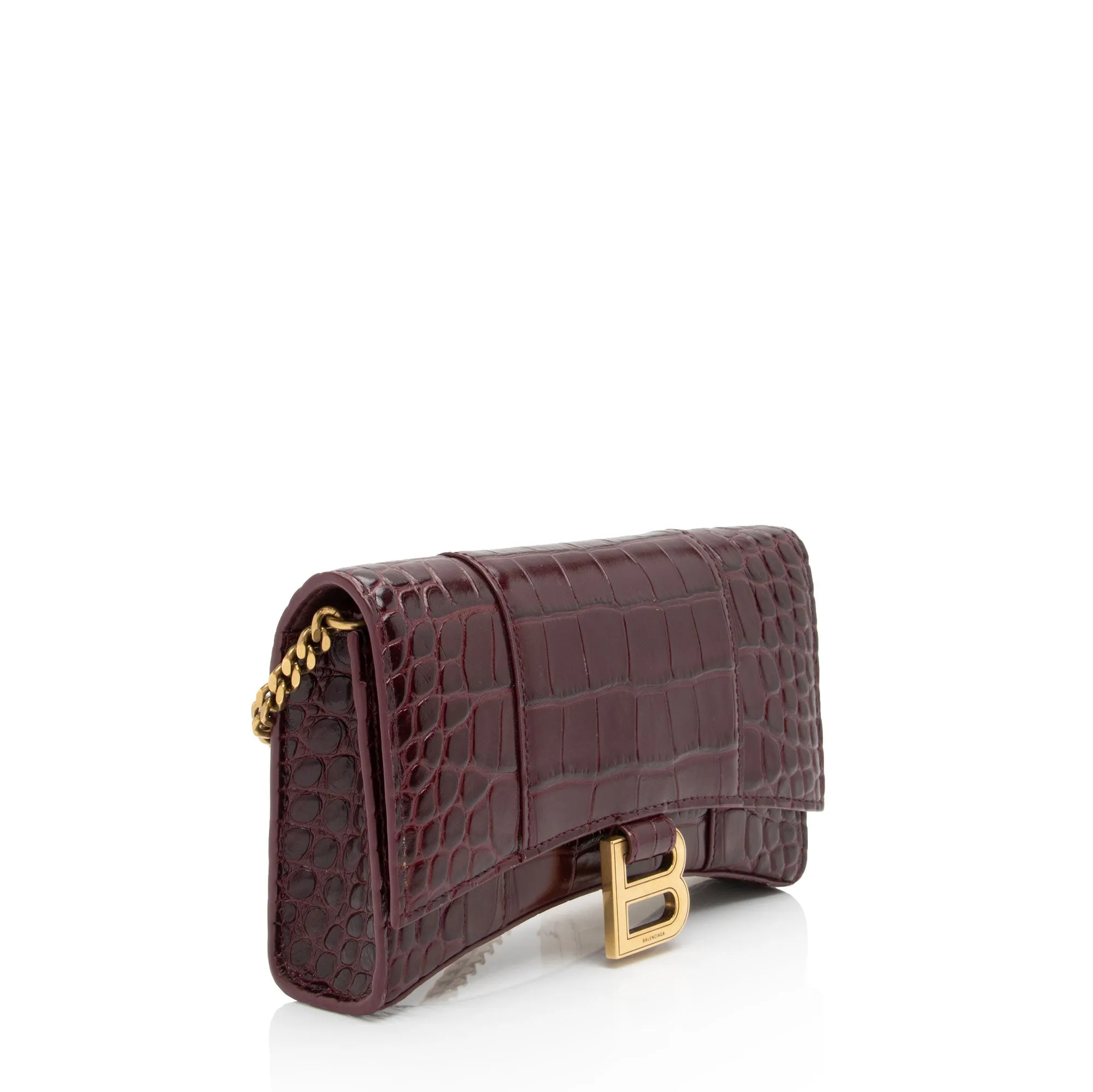 Balenciaga Hourglass Chain Bag in Shiny Croc-Embossed Calfskin | Stylish and Luxurious