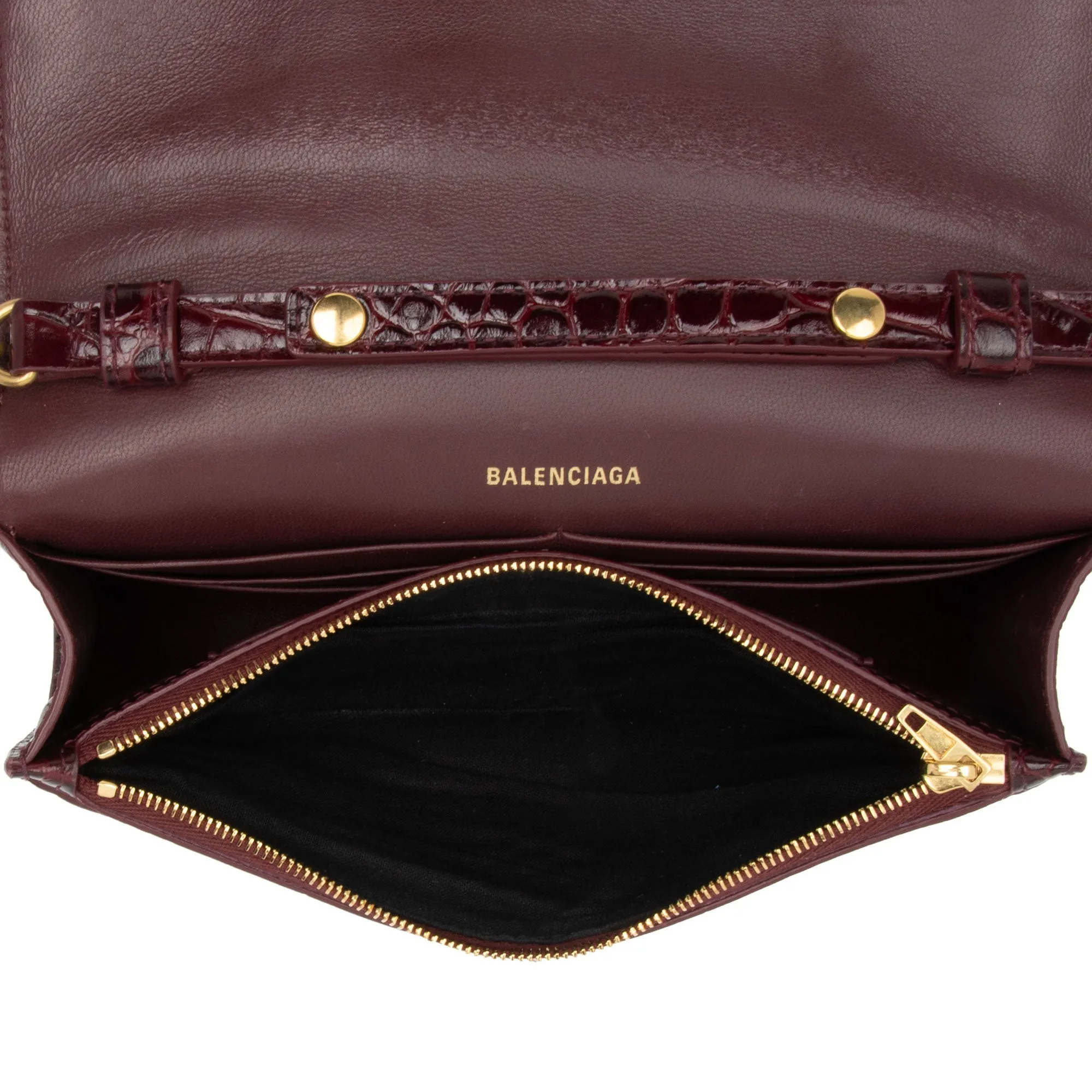 Balenciaga Hourglass Chain Bag in Shiny Croc-Embossed Calfskin | Stylish and Luxurious