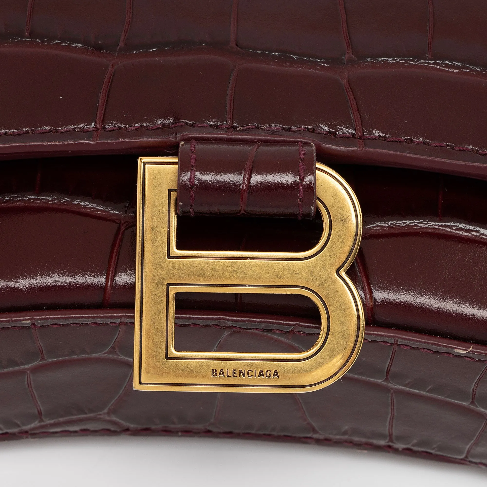 Balenciaga Hourglass Chain Bag in Shiny Croc-Embossed Calfskin | Stylish and Luxurious