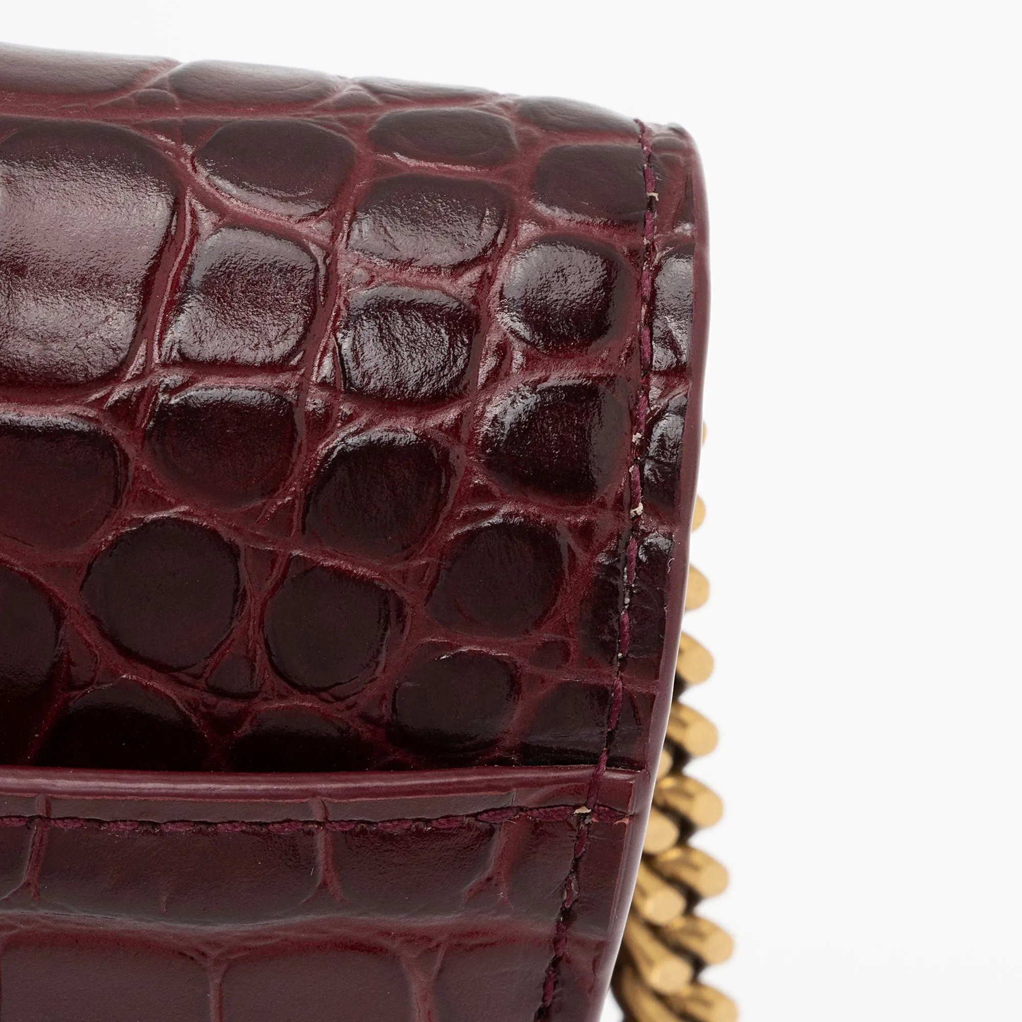 Balenciaga Hourglass Chain Bag in Shiny Croc-Embossed Calfskin | Stylish and Luxurious