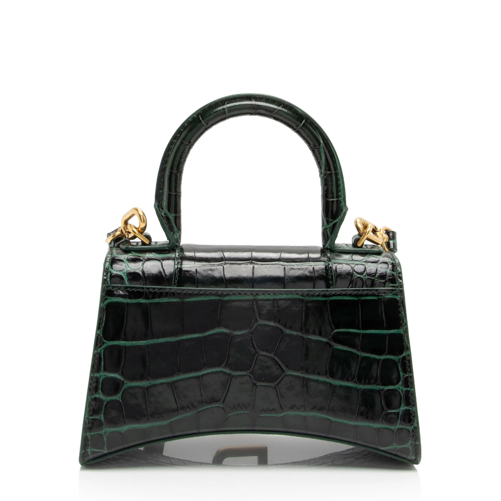 Balenciaga Shiny Croc Embossed Calfskin Hourglass XS Satchel