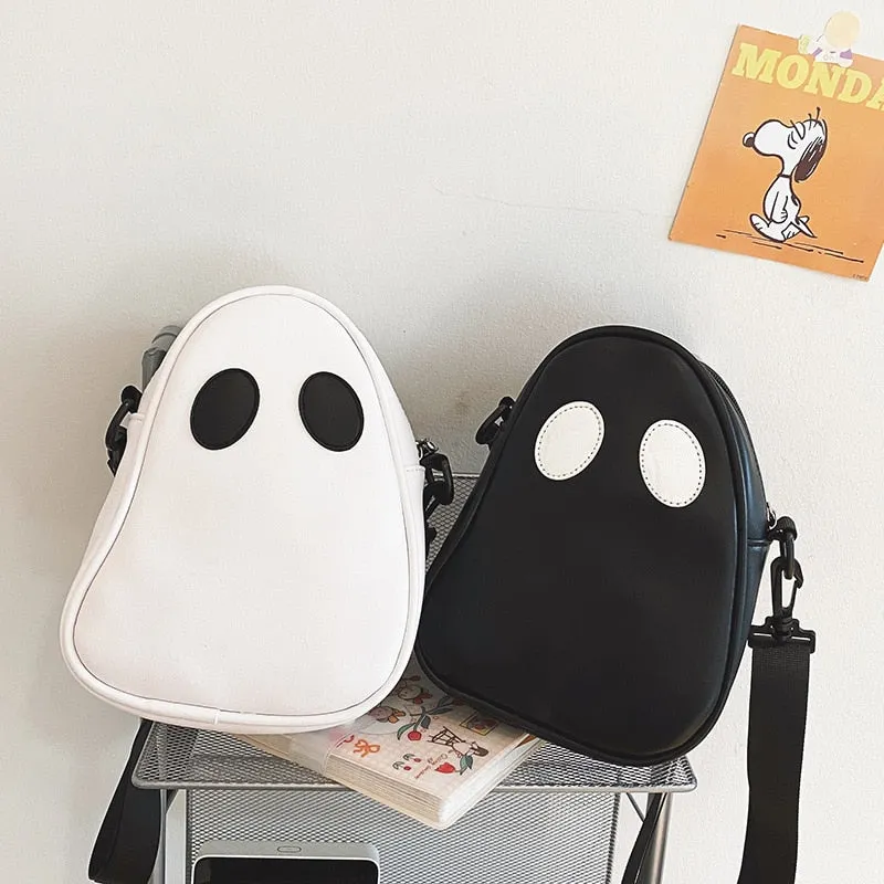 Black and White PU Fake Leather Ghost Bag