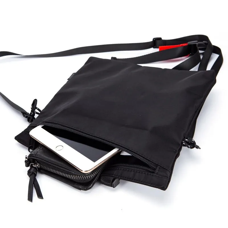 Black Casual Nylon Mens SMall Side Bag Chest Bag Black Messenger Bag Courier Bag for Men