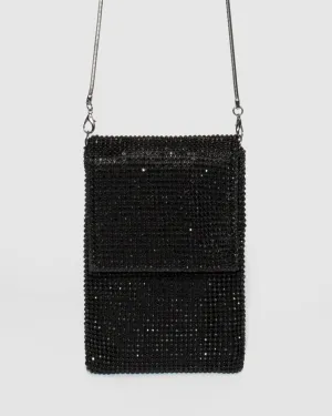 Black Giselle Mobile Crystal Crossbody Bag