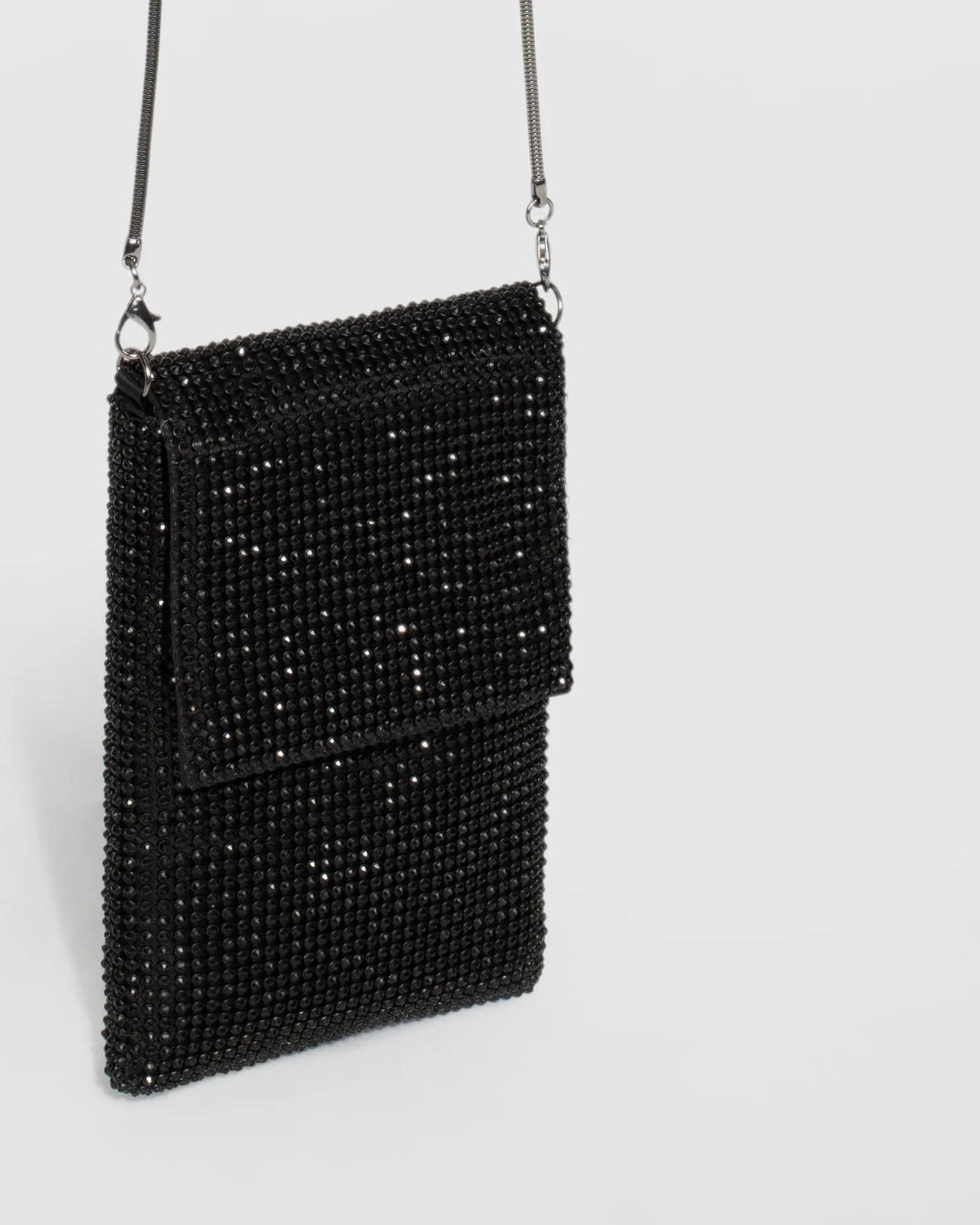 Black Giselle Mobile Crystal Crossbody Bag