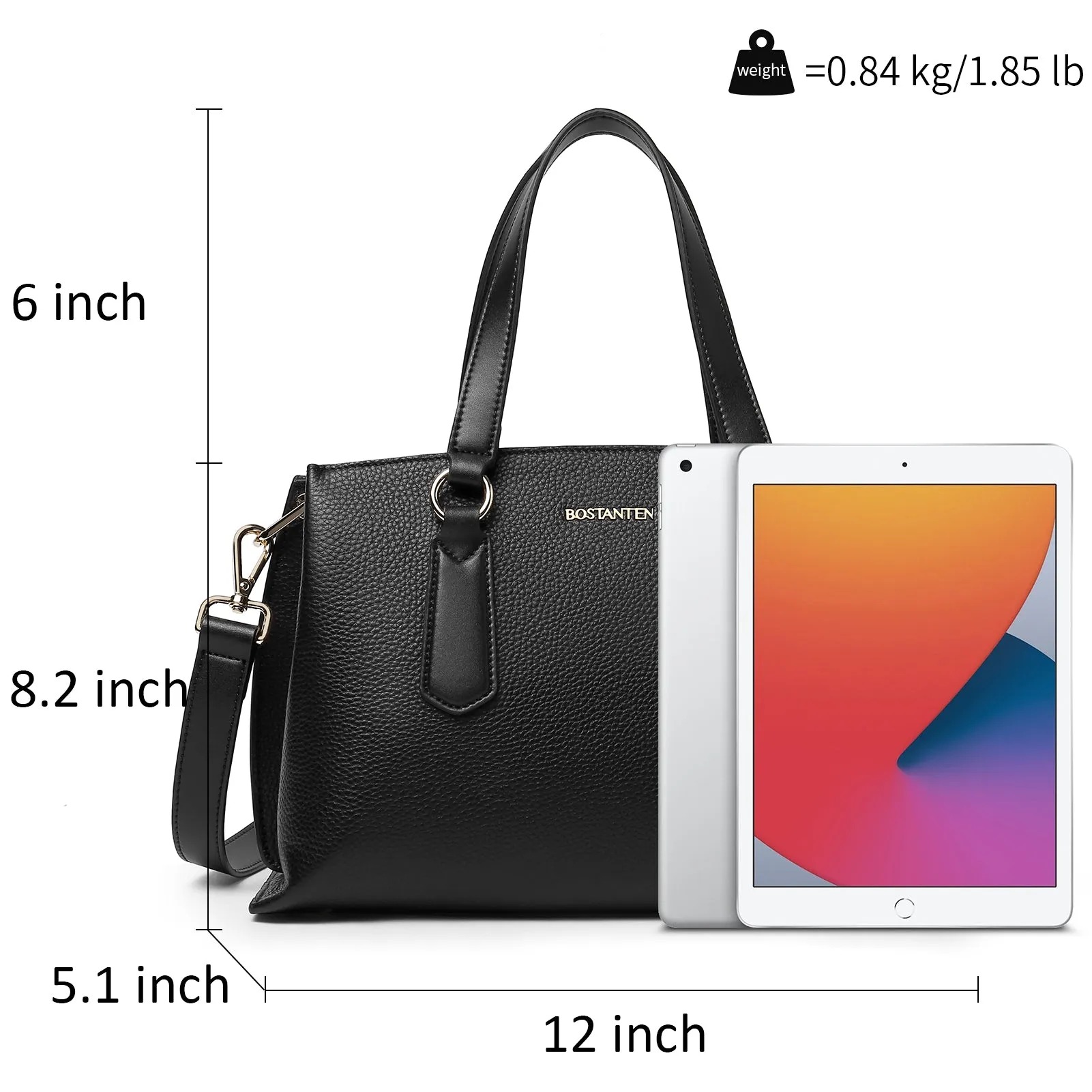 BOSTANTEN Women Leather Handbags Designer Tote Purses Ladies Fashion Satchel Top Handle Bags Triple Compartment