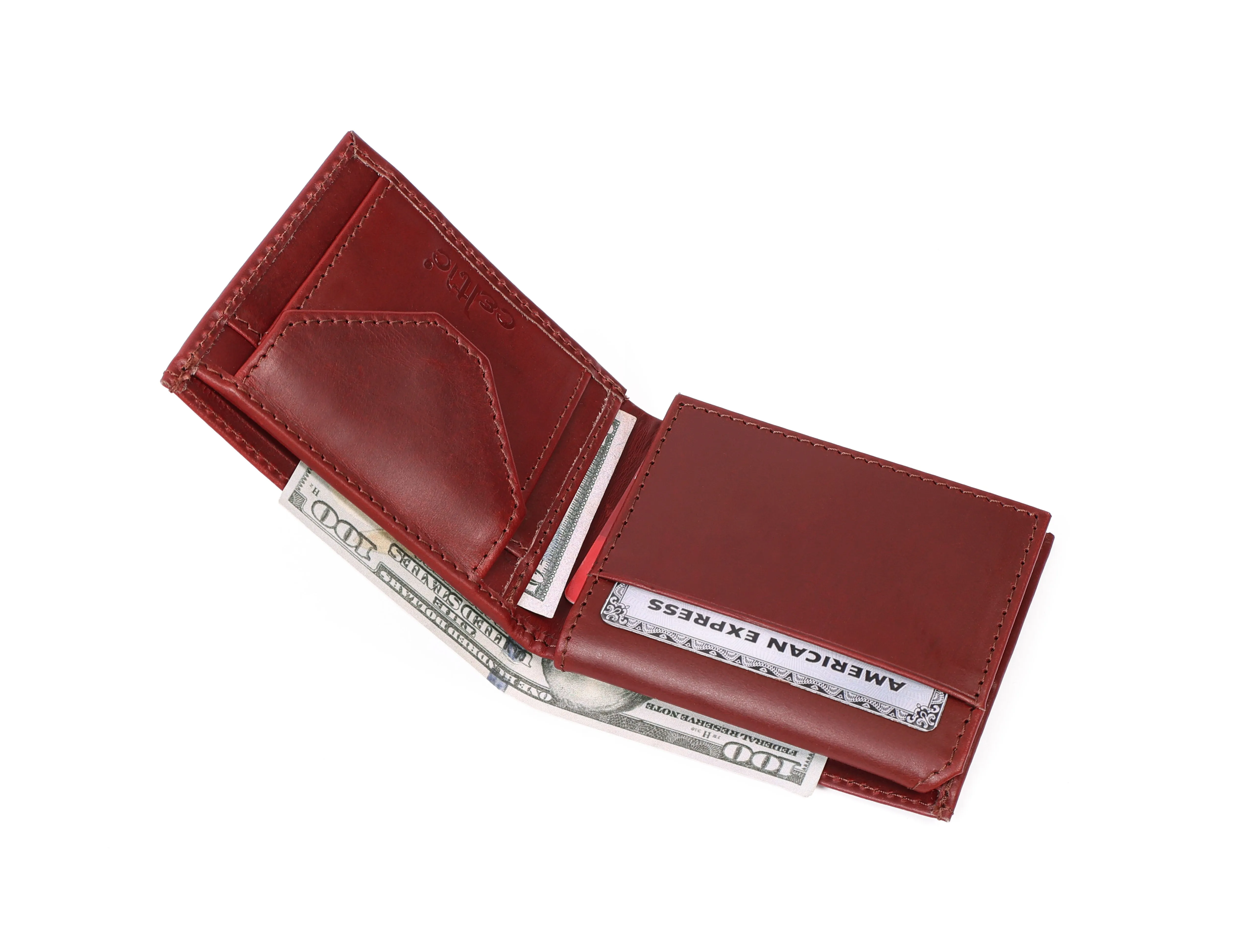 Burgundy Handmade Leather Wallet - Unique Elegance Crafted by Hand, Art:- LA-1411