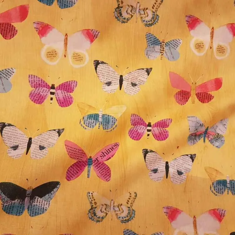 Butterfly Fabric, Wonder, Newspaper Butterflies