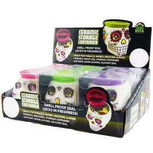 Ceramic Skull Storage Jar - 6 Pieces Per Retail Ready Display 28259