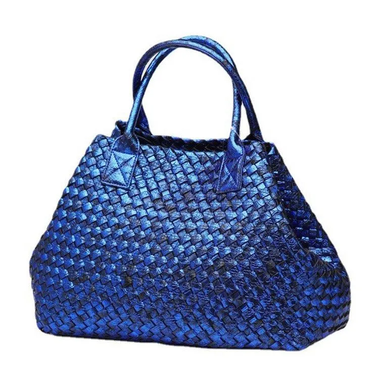 Chic Serpent Print Tote Bag - Luxurious Metallic & Vivid Hues Handwoven Vegan Leather Tote/Weekend Bag