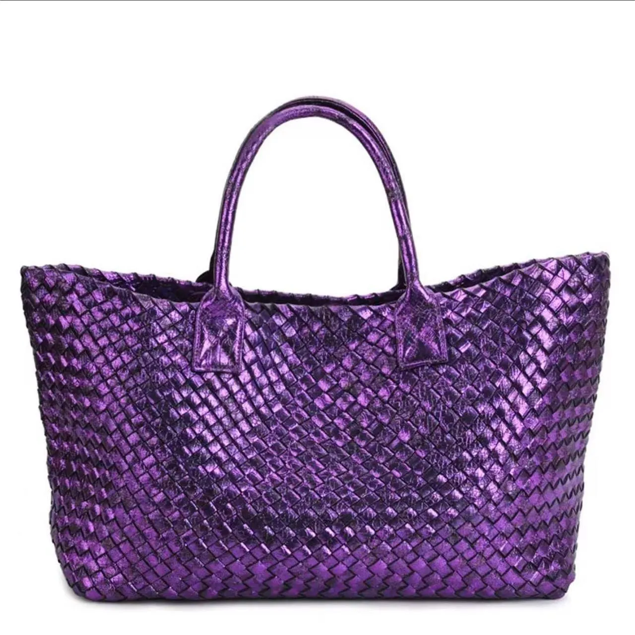 Chic Serpent Print Tote Bag - Luxurious Metallic & Vivid Hues Handwoven Vegan Leather Tote/Weekend Bag