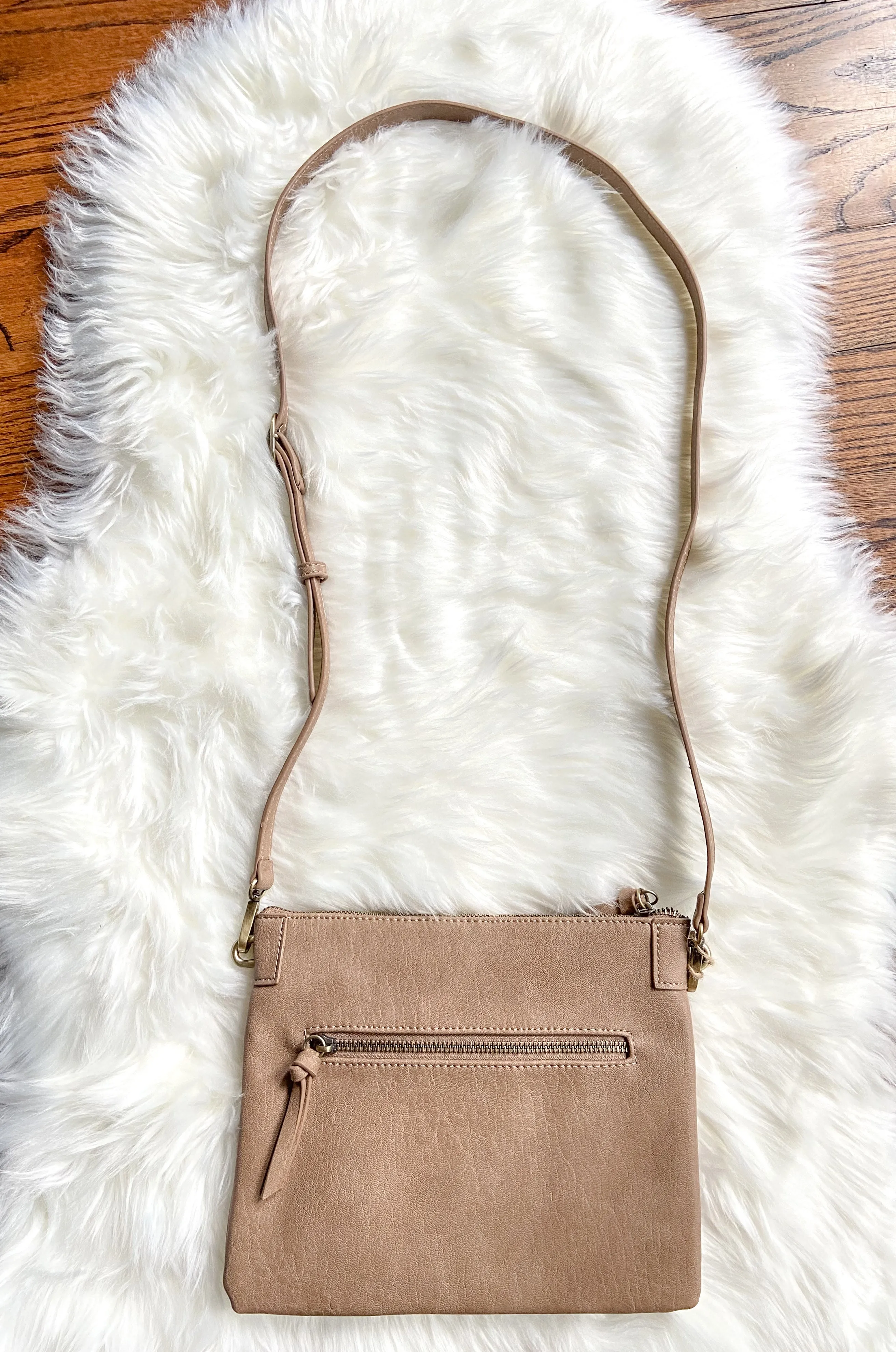 Coronado Faux Leather Crossbody - Tan