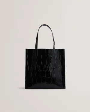 Croccon Croc Effect Large Icon Bag Jet-Black