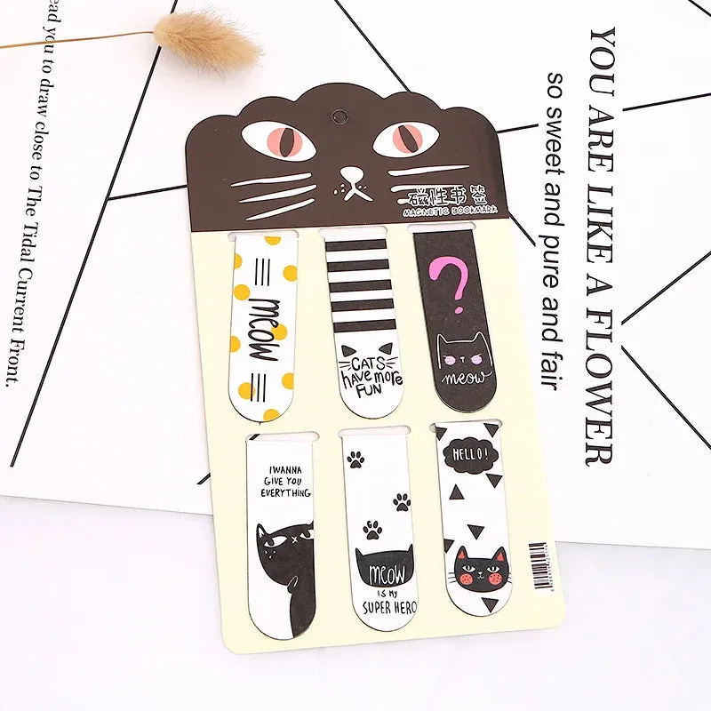 Double Sided Metal Magnetic Bookmarks - Cat Cafe