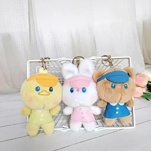 Duckling With Cap  Plush Soft Toy Keychain.