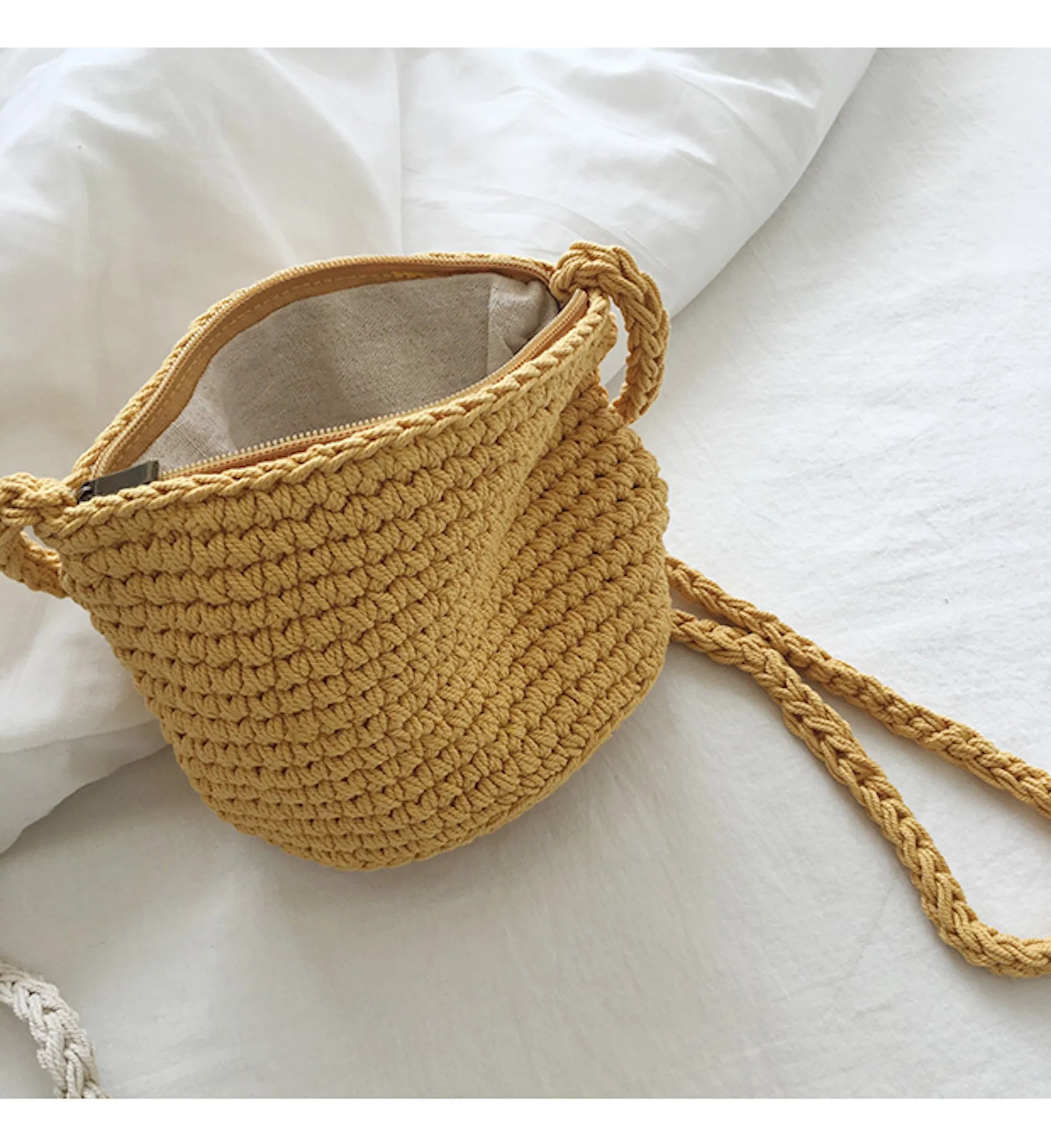 Elena Handbags Small Cotton Knitted Shoulder Bag