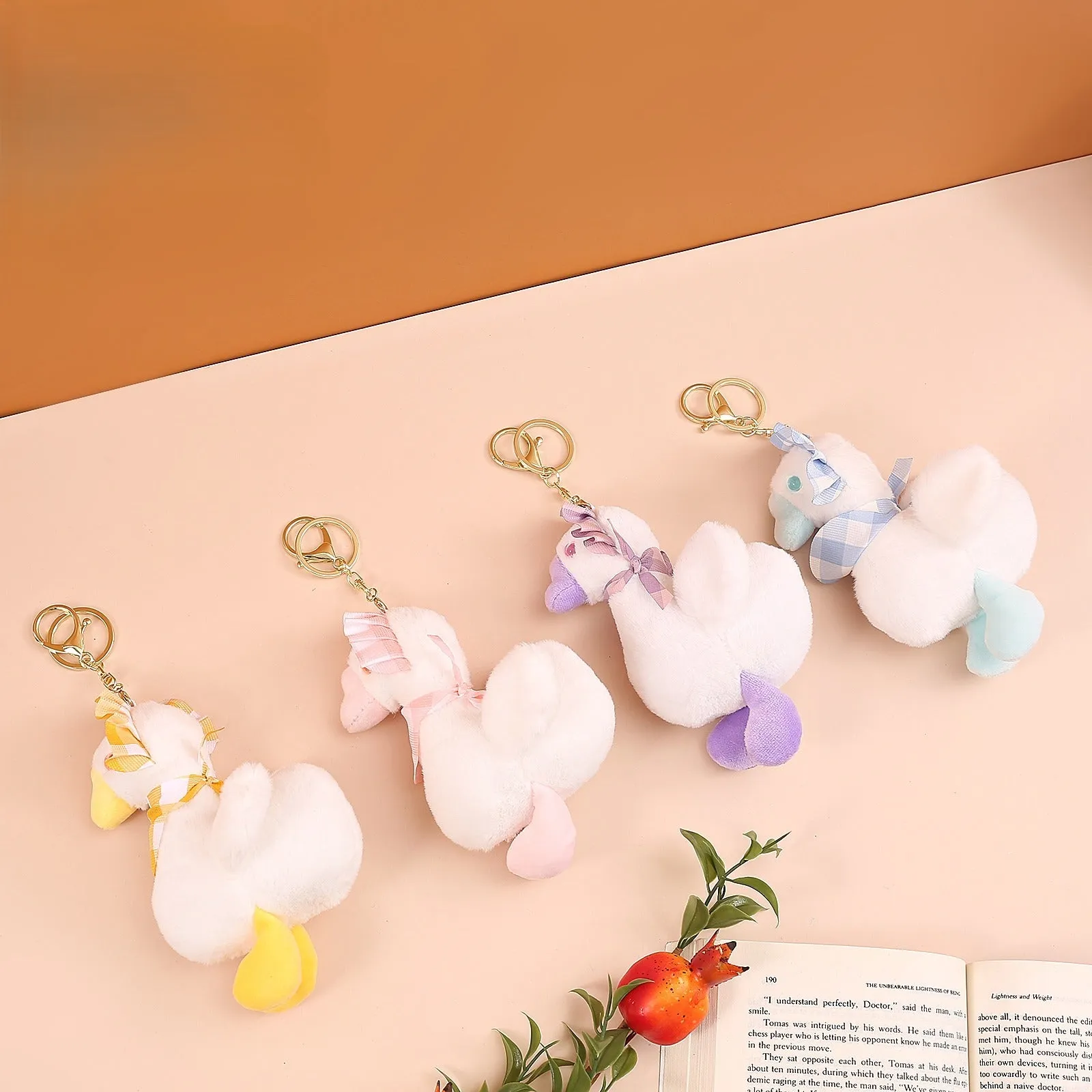 Feathered  Cute Hat Chicken Plush Soft-Toy Keychain.